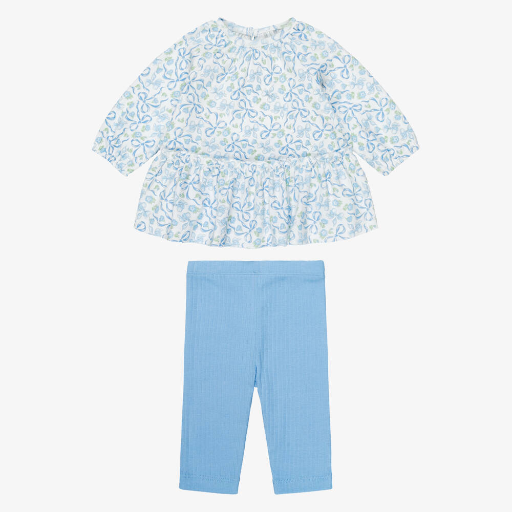 Little Me-Baby Girls Blue Bows Print Top & Legging Set | Childrensalon