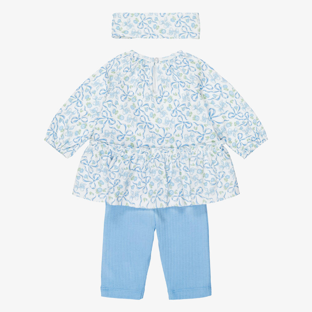 Little Me-Baby Girls Blue Bows Print Top & Legging Set | Childrensalon