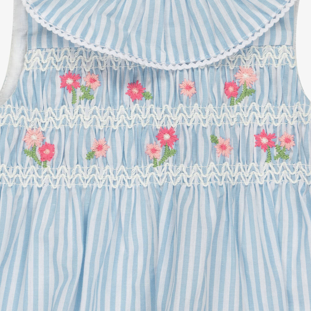 Little Me-Baby Girls Blue & White Cotton Leggings Set | Childrensalon