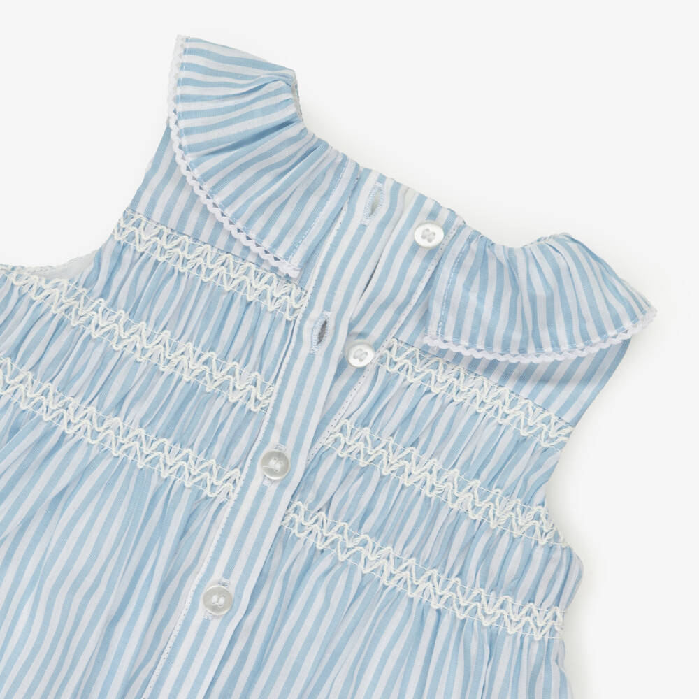 Little Me-Baby Girls Blue & White Cotton Leggings Set | Childrensalon