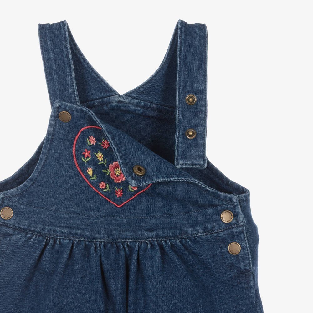 Little Me-Baby Girls Ivory Blouse & Blue Dungarees Set | Childrensalon
