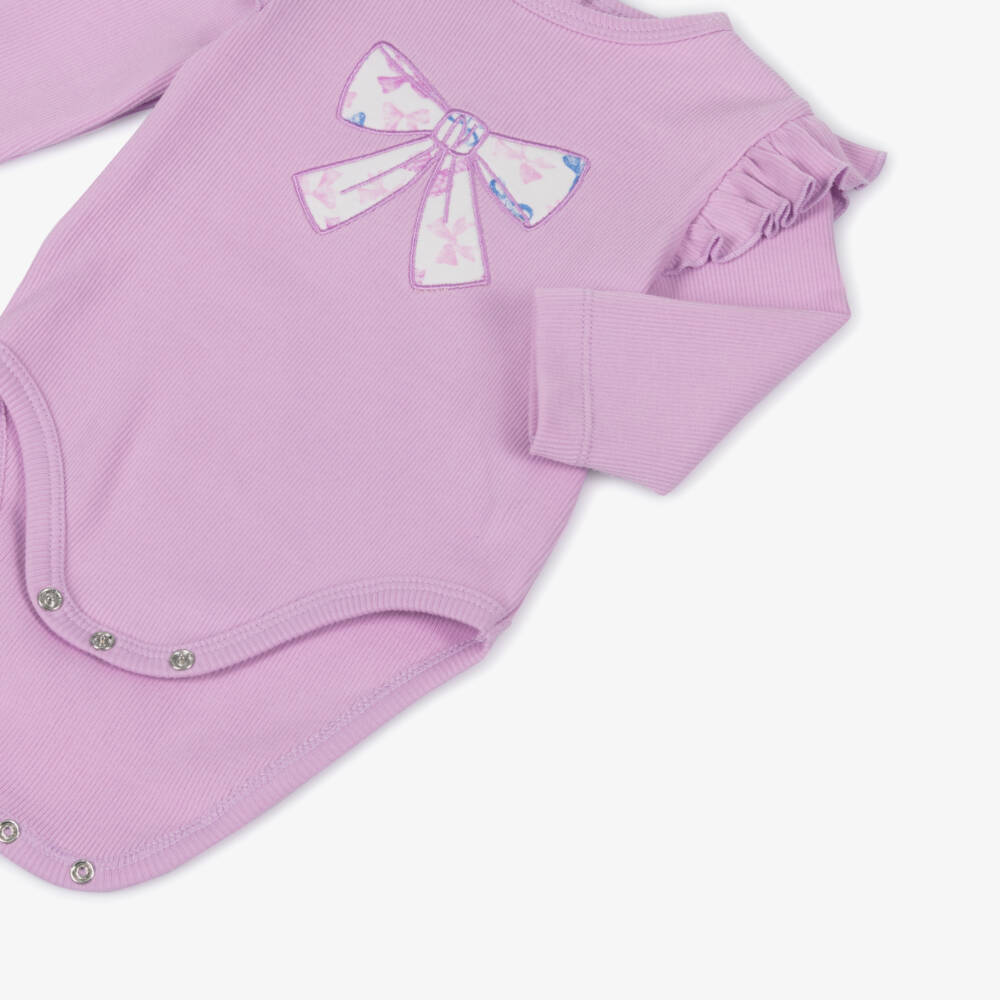 Little Me-Baby Girls Lilac Cotton Jersey Leggings Set | Childrensalon