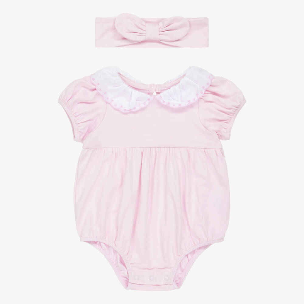 Little Me-Baby Girls Lilac Pink Jersey Shortie with Headband | Childrensalon