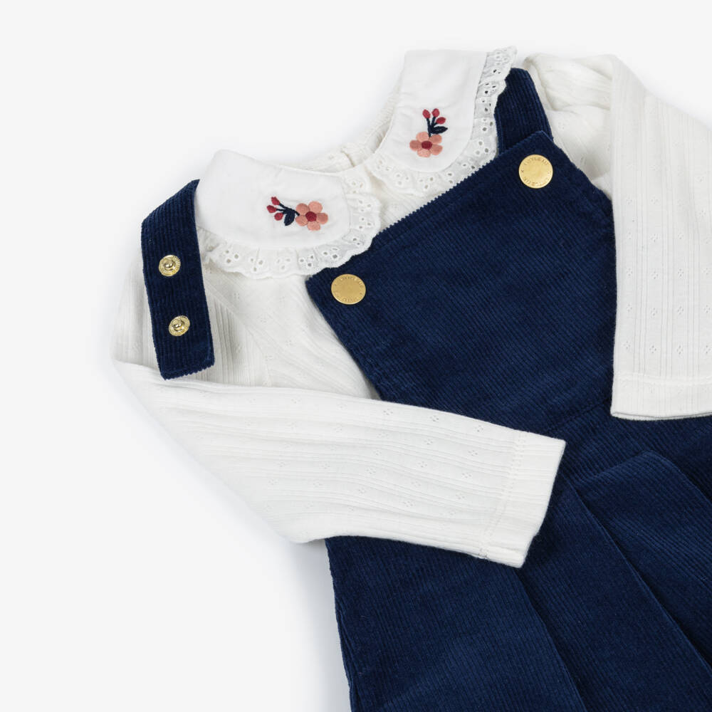 Little Me-Baby Girls Navy Blue Corduroy Dress Set | Childrensalon