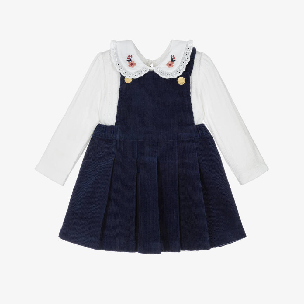 Little Me-Baby Girls Navy Blue Corduroy Dress Set | Childrensalon