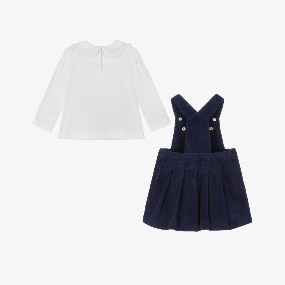 Little Me-Baby Girls Navy Blue Corduroy Dress Set | Childrensalon