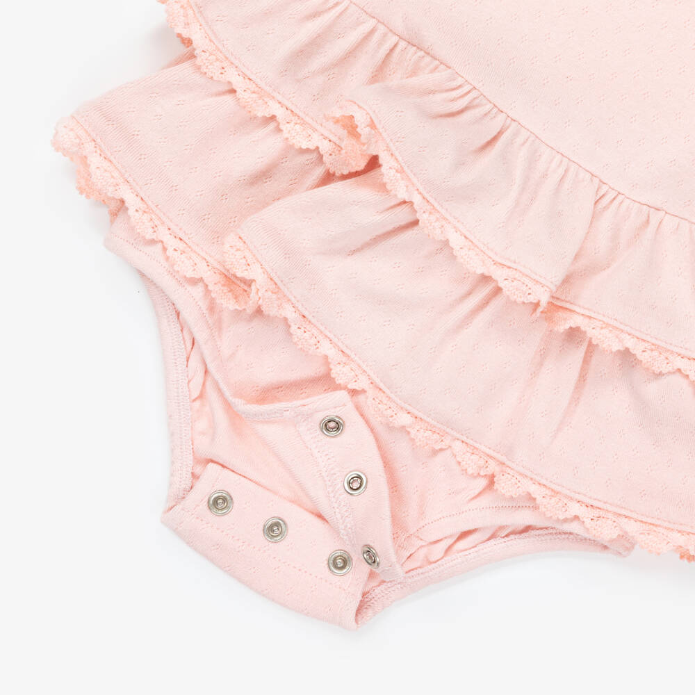 Little Me-Baby Girls Pale Pink Frill Trimmed Shortie | Childrensalon