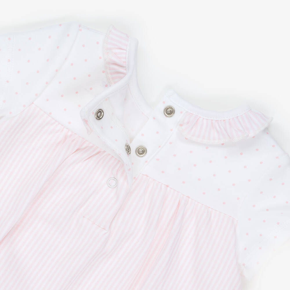 Little Me-Baby Girls Pale Pink & White Stripe Dress & Headband Set | Childrensalon