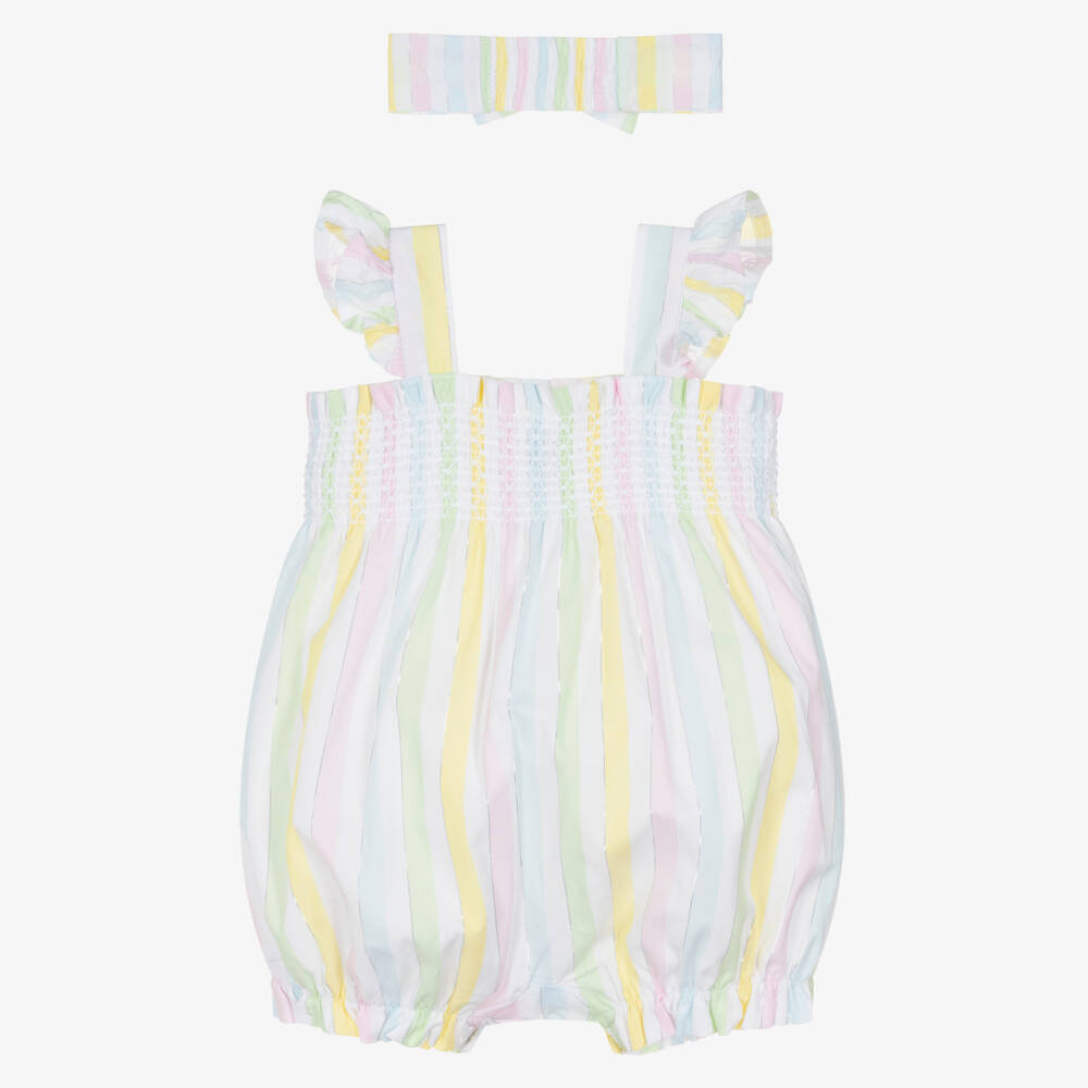 Little Me-Baby Girls Pastel Striped Cotton Shortie Set | Childrensalon