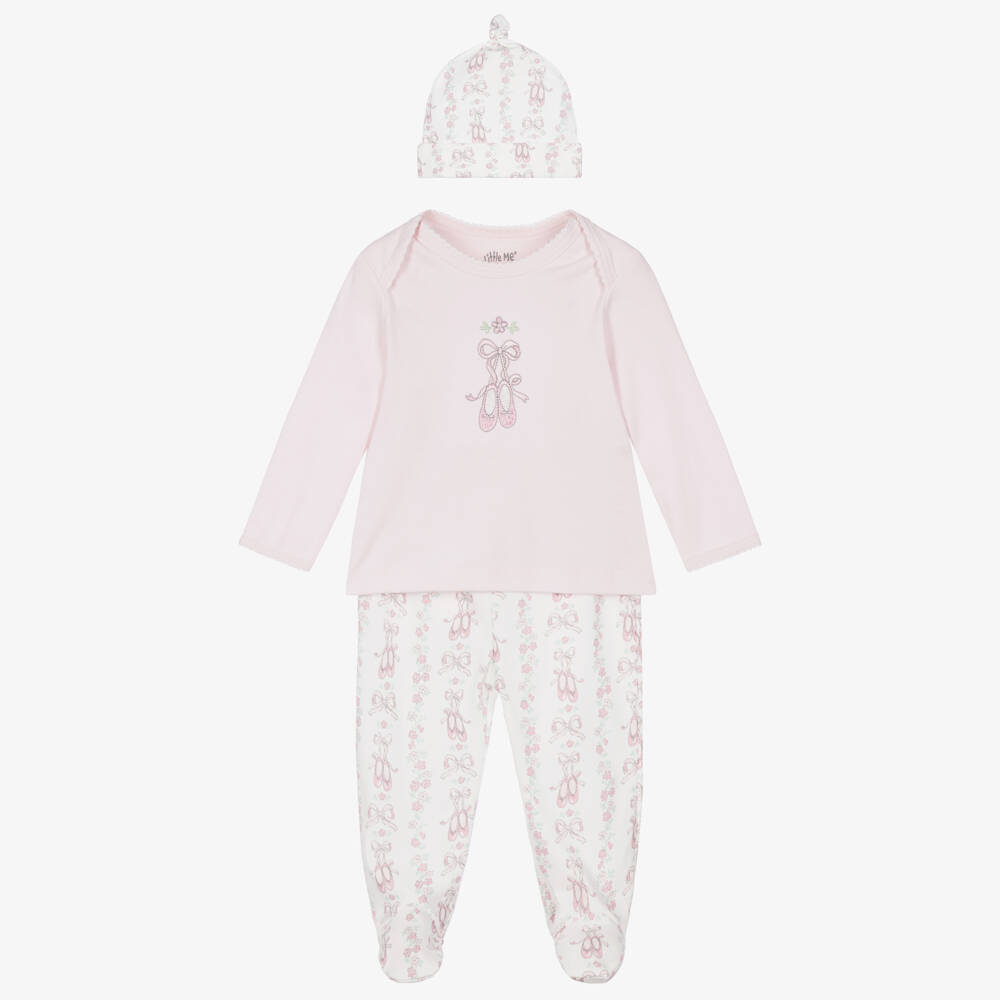 Little Me-Baby Girls Pink Ballerina Print Babysuit Set | Childrensalon
