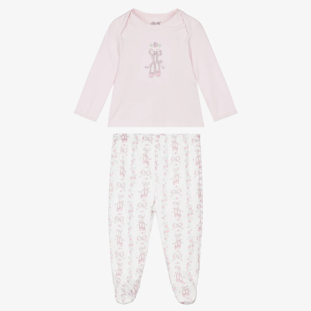 Little Me-Baby Girls Pink Ballerina Print Babysuit Set | Childrensalon