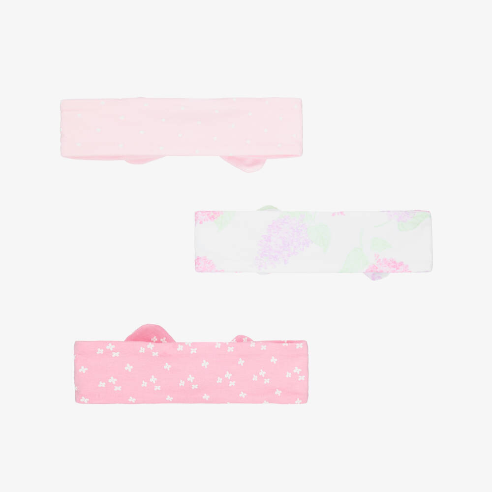 Little Me-Baby Girls Pink Floral Cotton Headbands (Pack of 3) | Childrensalon