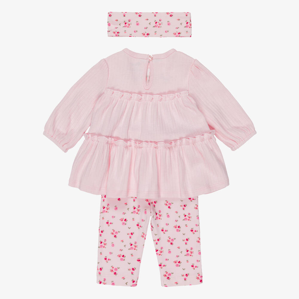 Little Me-Baby Girls Pink Floral Cotton Jersey Leggings Outfit | Childrensalon