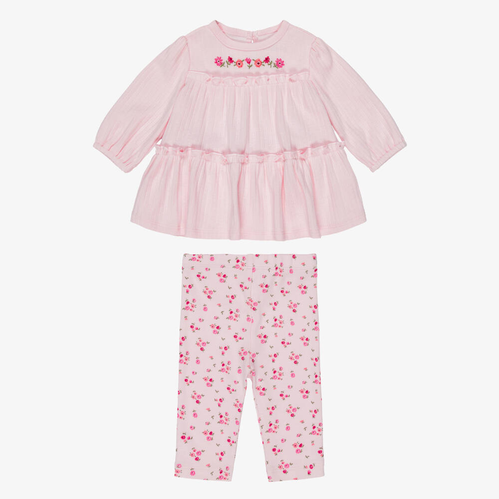 Little Me-Baby Girls Pink Floral Cotton Jersey Leggings Outfit | Childrensalon