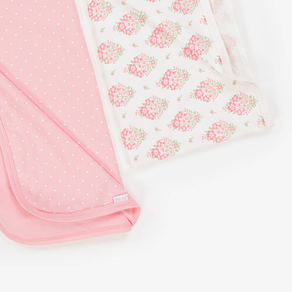 Little Me-Baby Girls Pink Floral & Polka Dot Swaddle Blankets (2 Pack) | Childrensalon