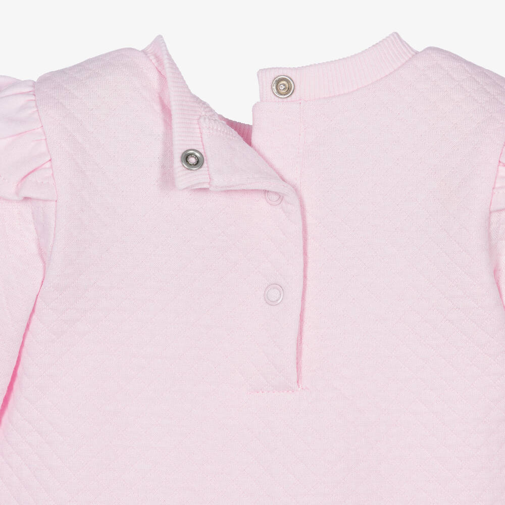 Little Me-Baby Girls Pink Jersey Tracksuit Set With Teddy Bear | Childrensalon