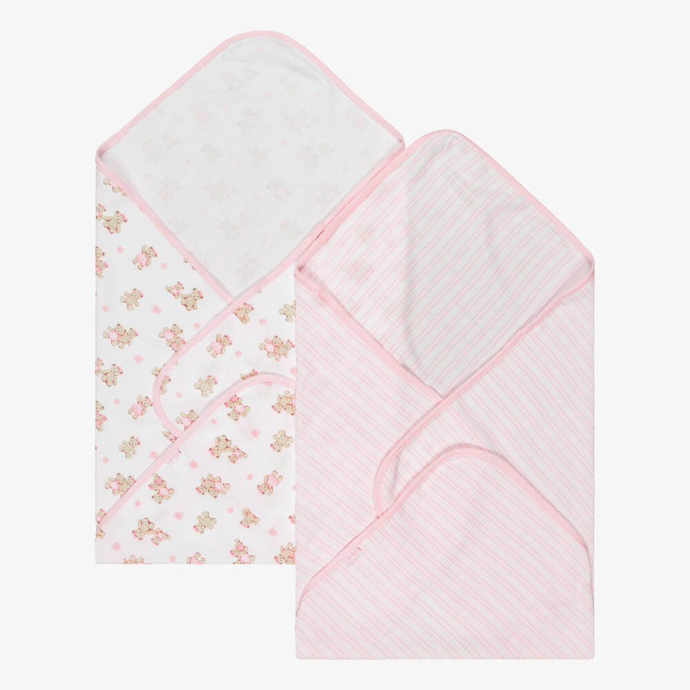 Little Me-Baby Girls Pink Organic Cotton Swaddle Blankets (2 Pack) | Childrensalon