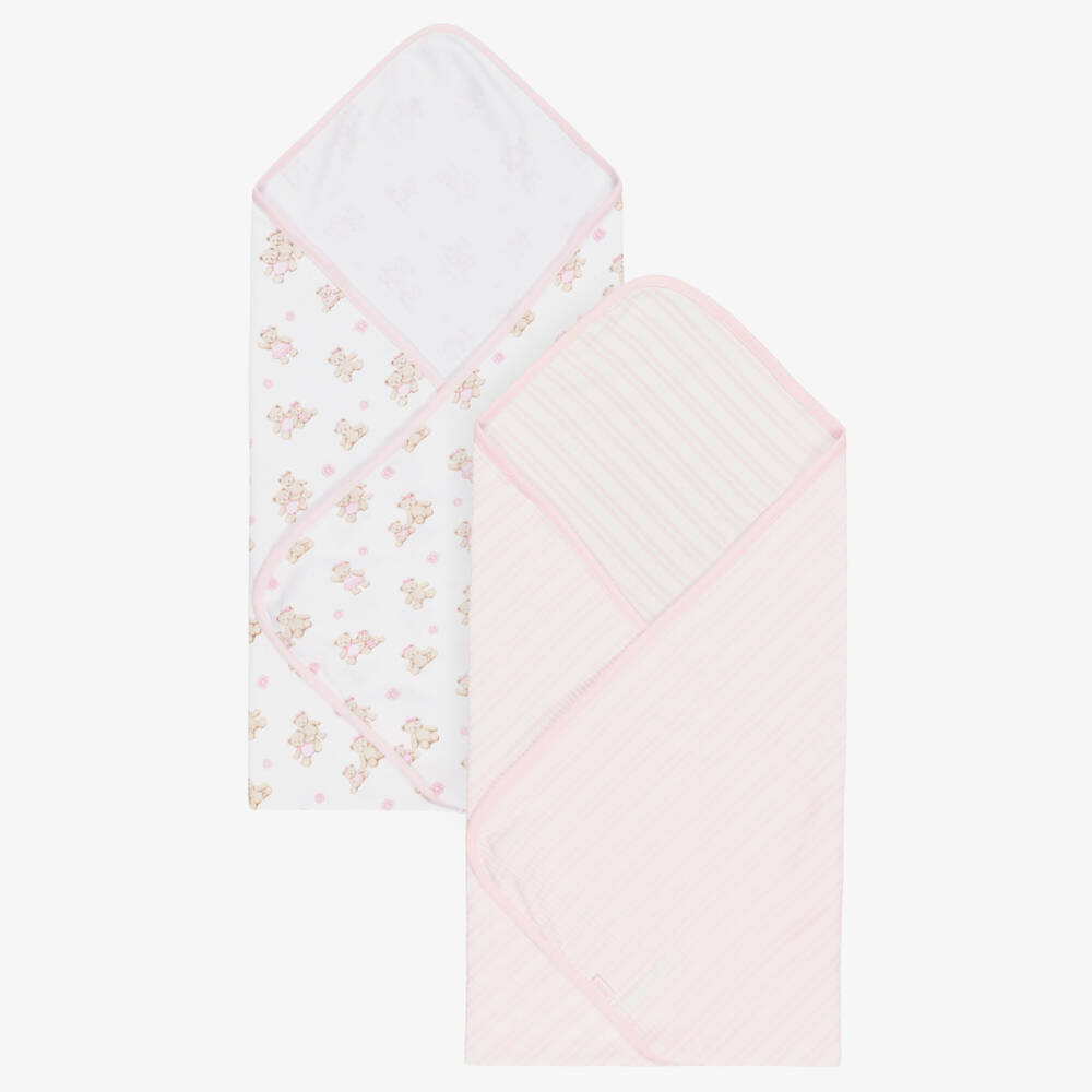 Little Me-Baby Girls Pink Organic Cotton Swaddle Blankets (2 Pack) | Childrensalon