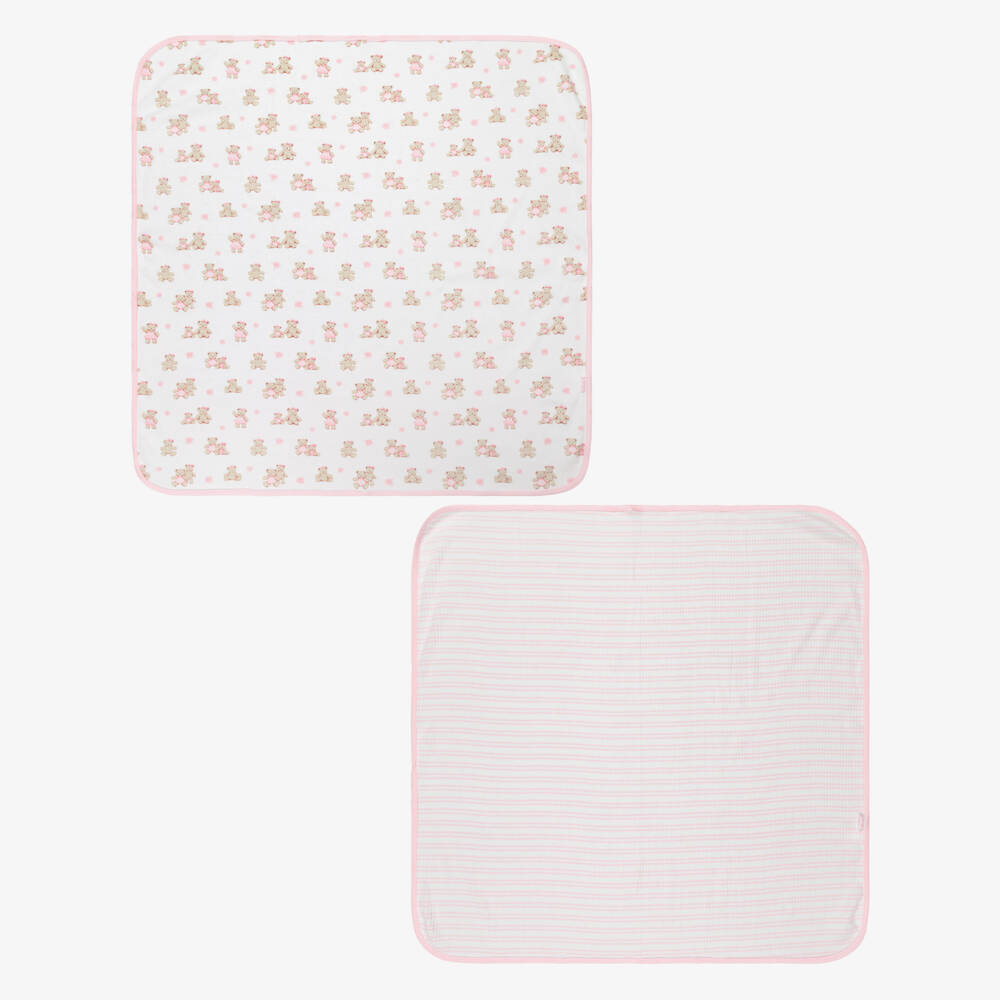 Little Me-Baby Girls Pink Organic Cotton Swaddle Blankets (2 Pack) | Childrensalon