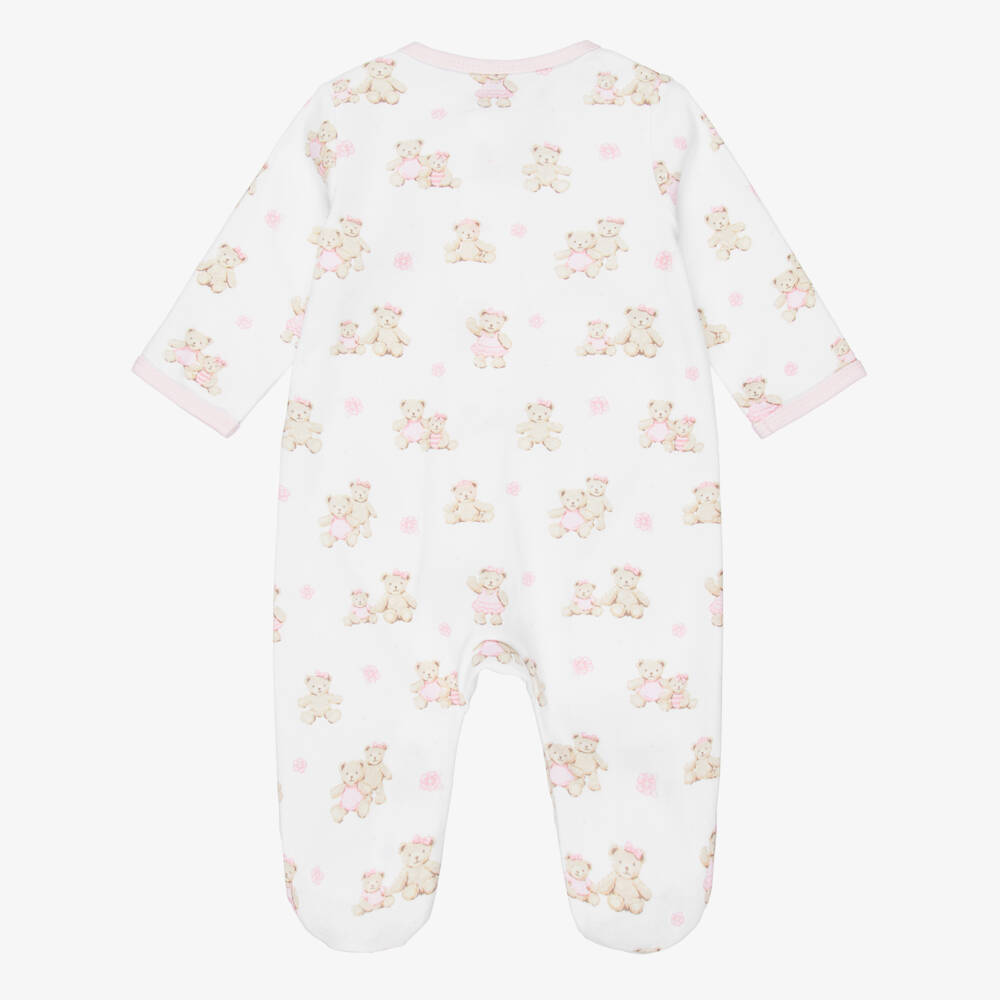 Little Me-Baby Girls Pink Organic Cotton Teddy Babygrows (2 Pack) | Childrensalon