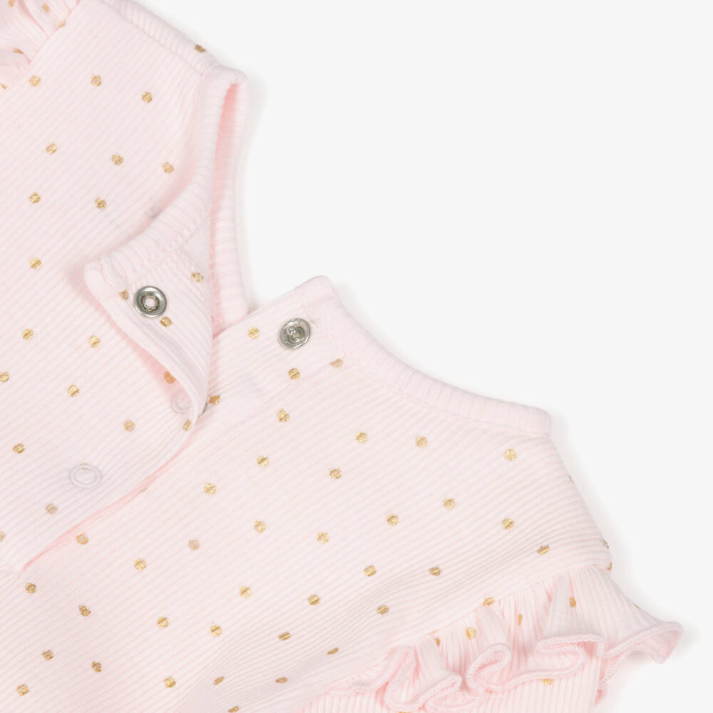 Little Me-Baby Girls Pink Ribbed Cotton & Tulle Dress Set | Childrensalon