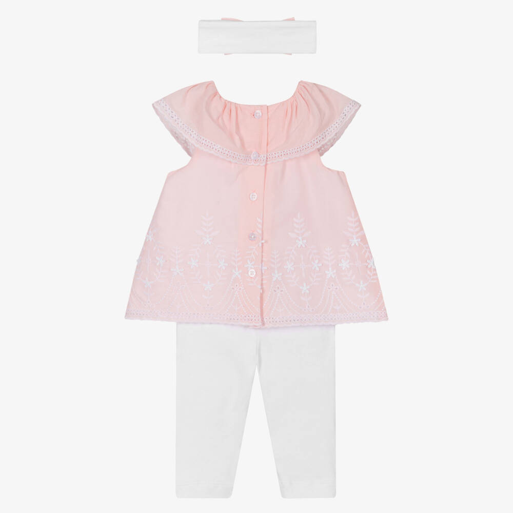 Petit Bebe Knits Girls Pink Leggings with Blue Floral Liberty Floral Top main image 0