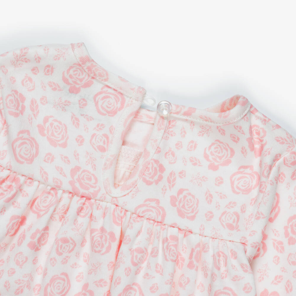 Little Me-Baby Girls Pink & White Rose Print Leggings Outfit | Childrensalon
