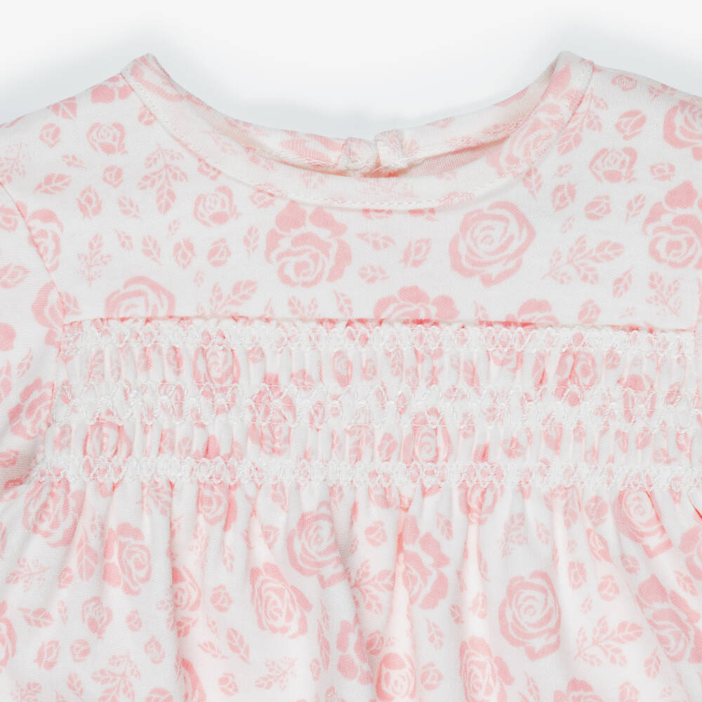 Little Me-Baby Girls Pink & White Rose Print Leggings Outfit | Childrensalon