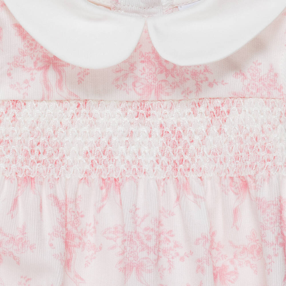 Little Me-Baby Girls Pink & White Toile de Jouy Shortie Set | Childrensalon