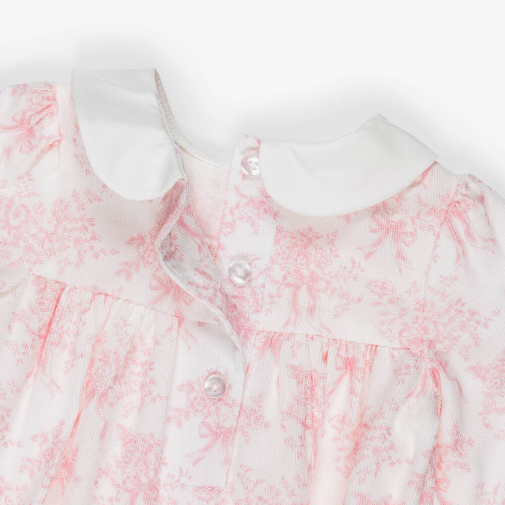 Little Me-Baby Girls Pink & White Toile de Jouy Shortie Set | Childrensalon