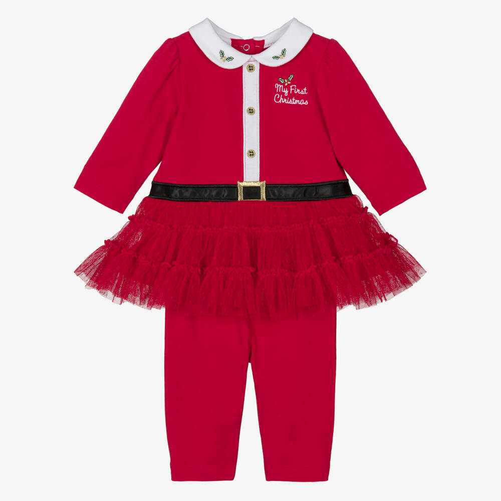 Little Me-Baby Girls Red Cotton My First Christmas Leggings Set | Childrensalon