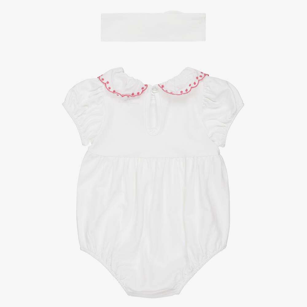 Little Me-Baby Girls White Jersey Shortie with Headband | Childrensalon