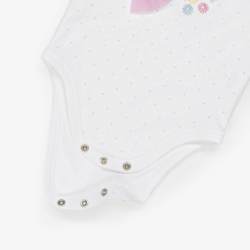 Little Me-Baby Girls White & Lilac Cotton Jersey Leggings Set | Childrensalon