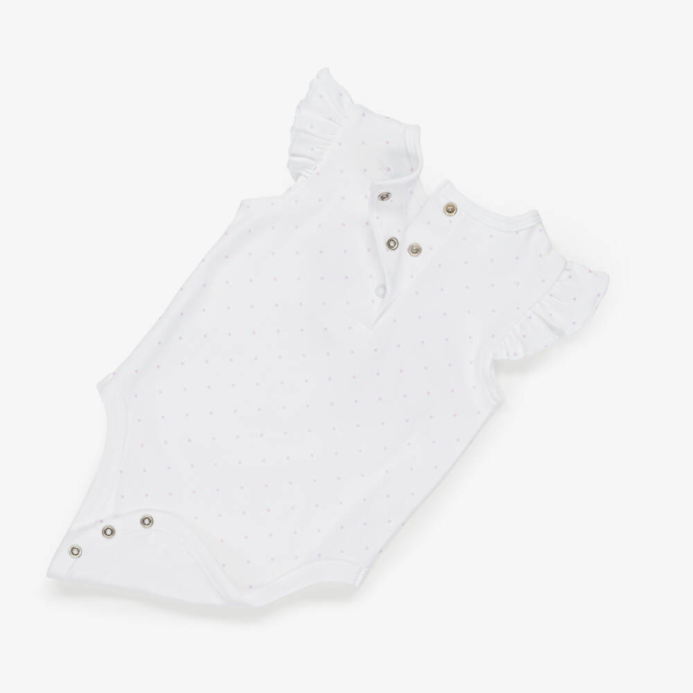 Little Me-Baby Girls White & Lilac Purple Cotton Leggings Set | Childrensalon