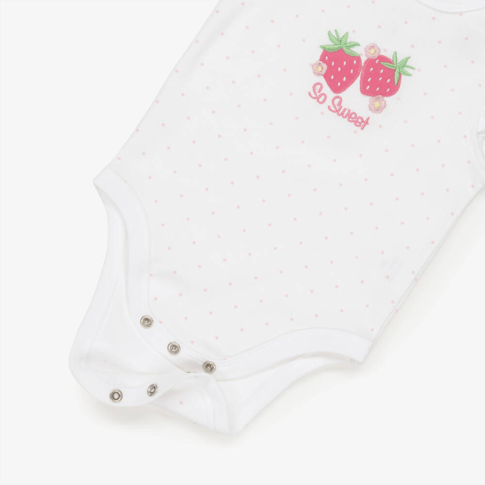 Little Me-Baby Girls White & Pink Cotton Jersey Leggings Set | Childrensalon
