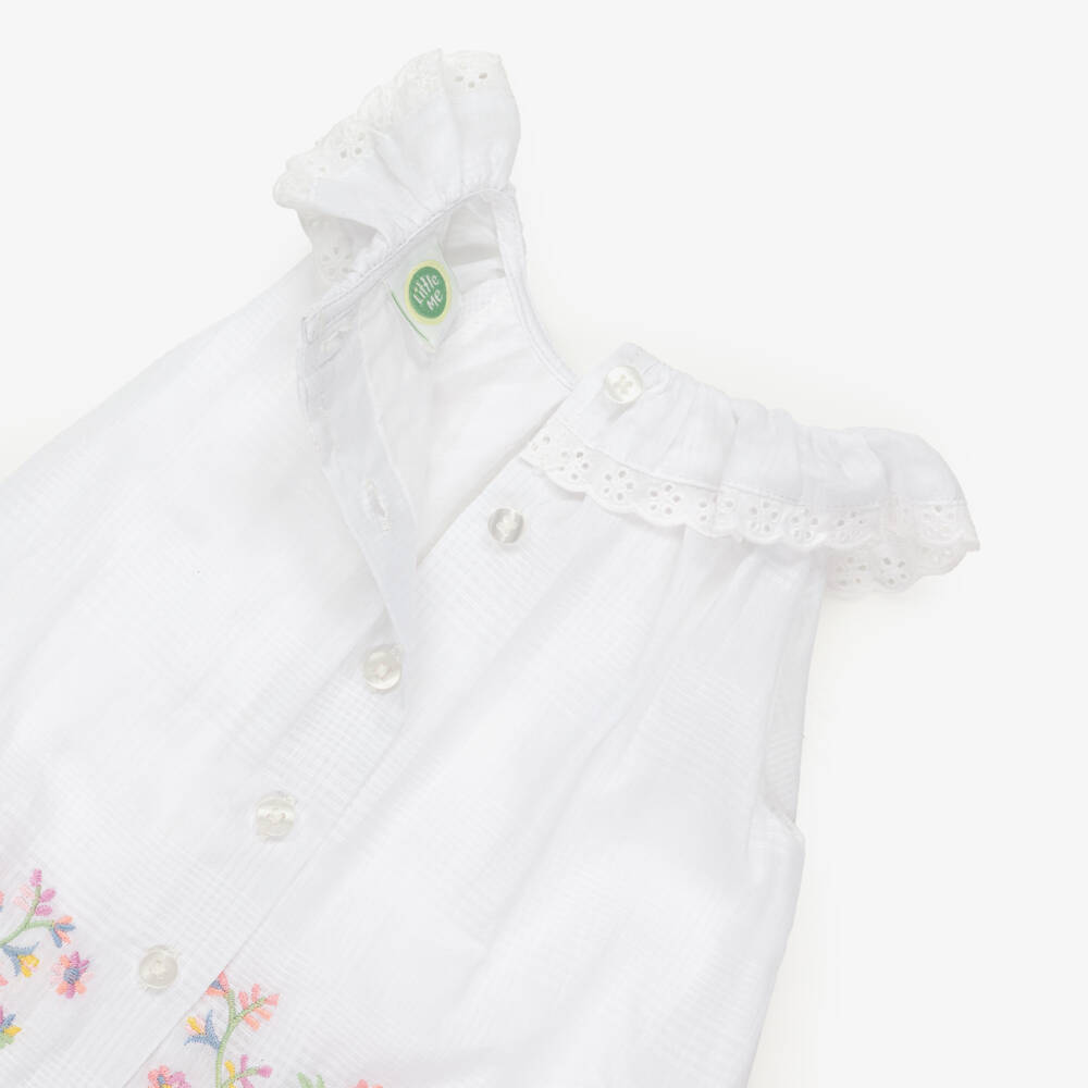 Little Me-Baby Girls White & Pink Cotton Leggings Set | Childrensalon