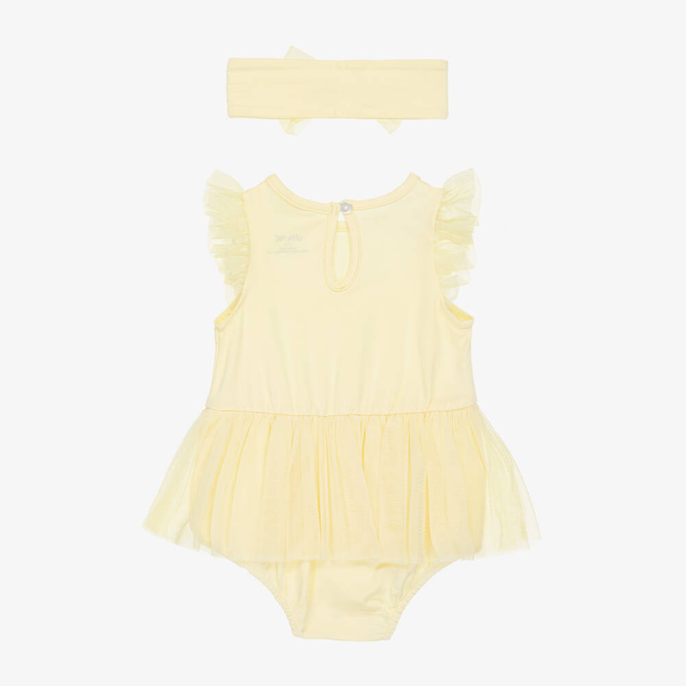Little Me-Baby Gitls Yellow Shortie with Tulle Detailing | Childrensalon