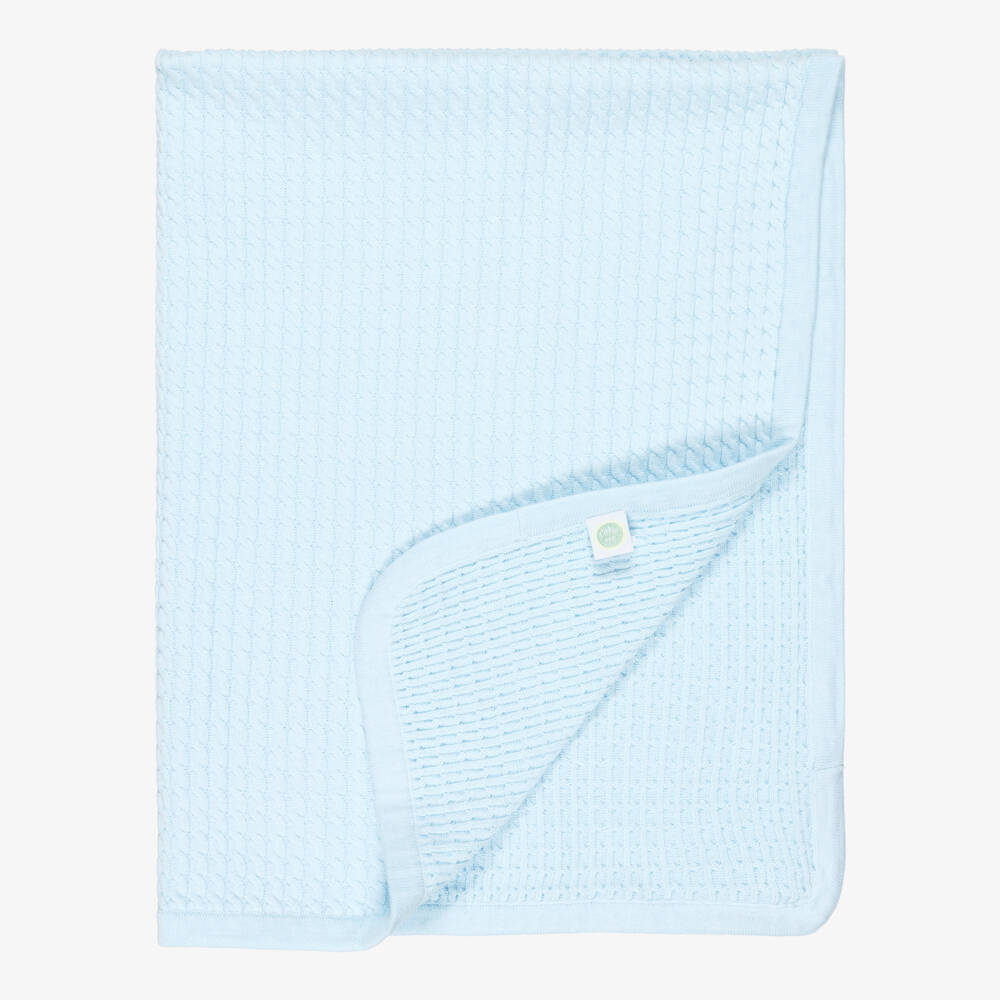 Little Me-Blue Cotton Cable Knit Baby Cardigan Set | Childrensalon