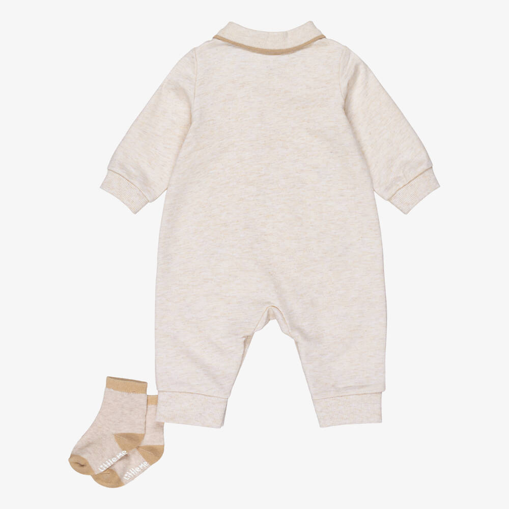 Little Me-Boys Beige Safari Animal Babysuit Set | Childrensalon