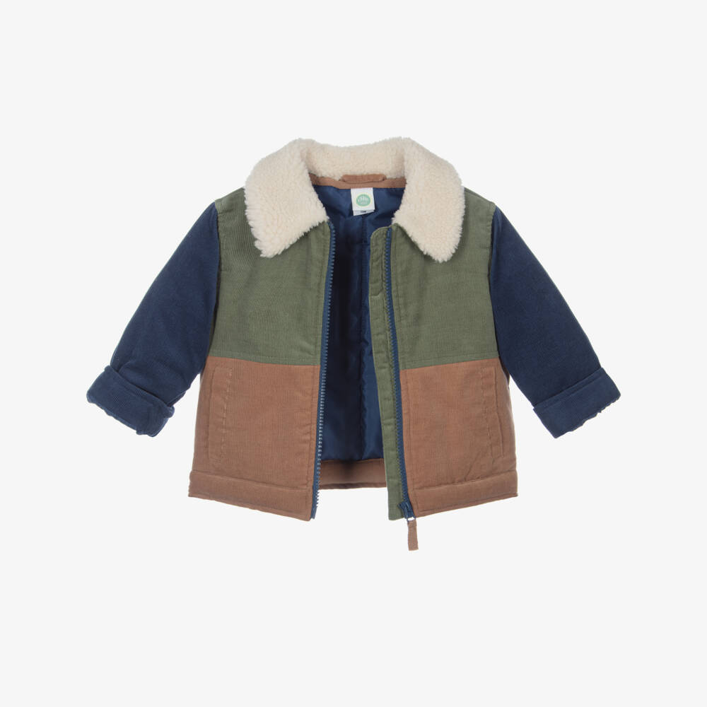 Little Me-Boys Blue & Green Colourblock Jacket & Denim Jeans Set | Childrensalon