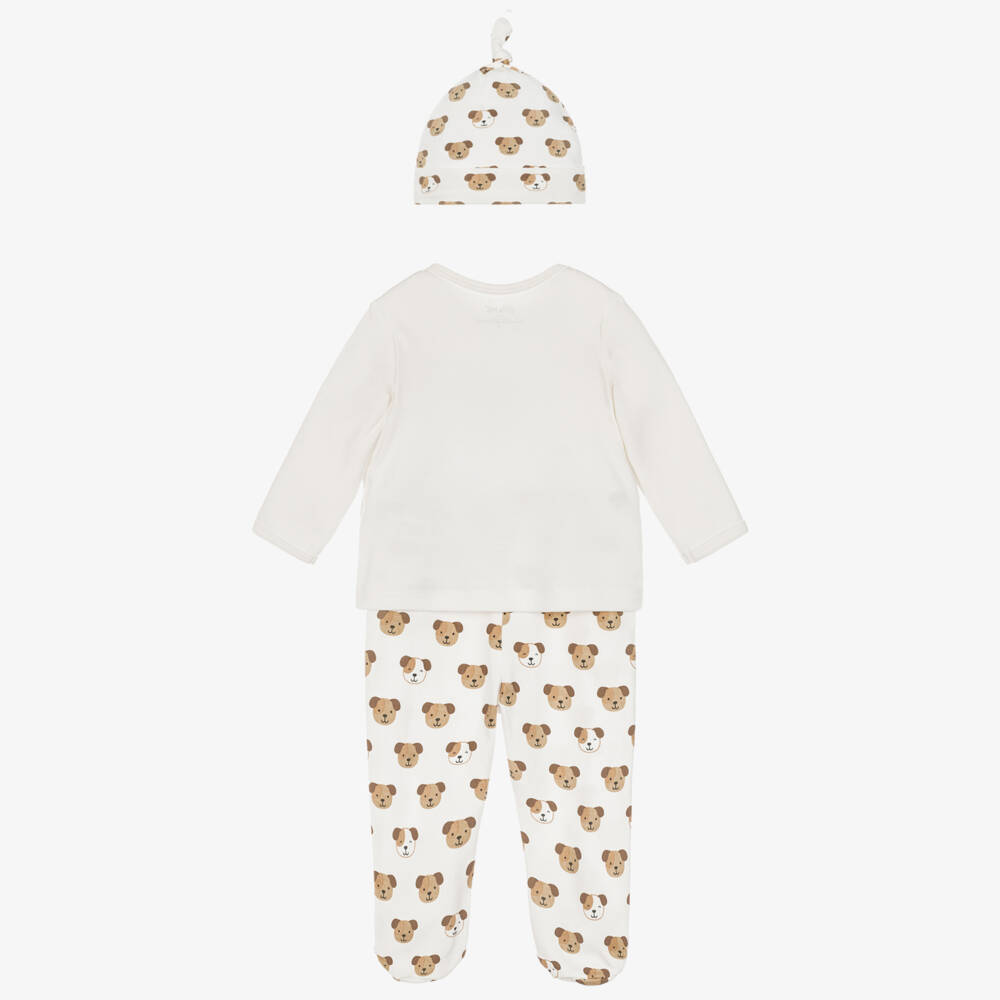 Little Me-Boys Ivory Cotton Dog Print Babysuit Set | Childrensalon