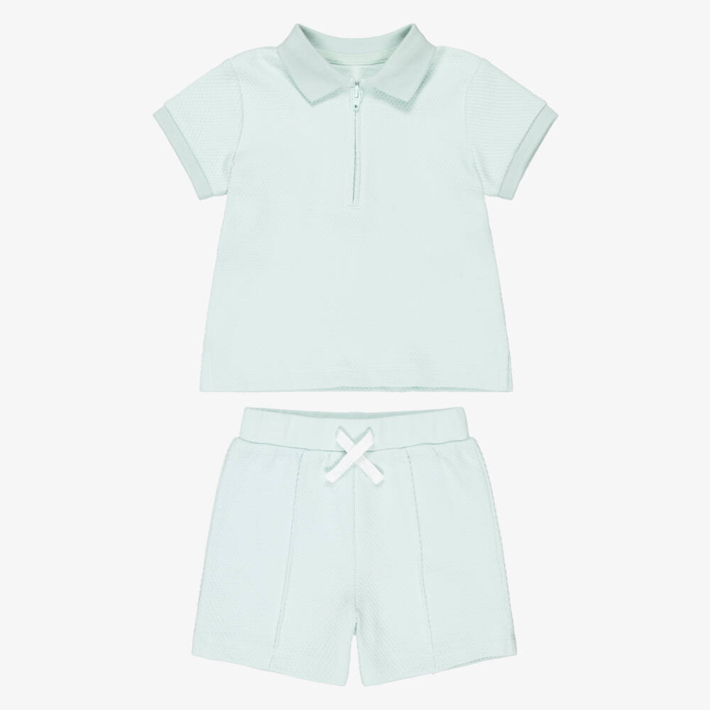 Little Me-Boys Pastel Green Cotton Polo Shirt & Shorts Sets | Childrensalon