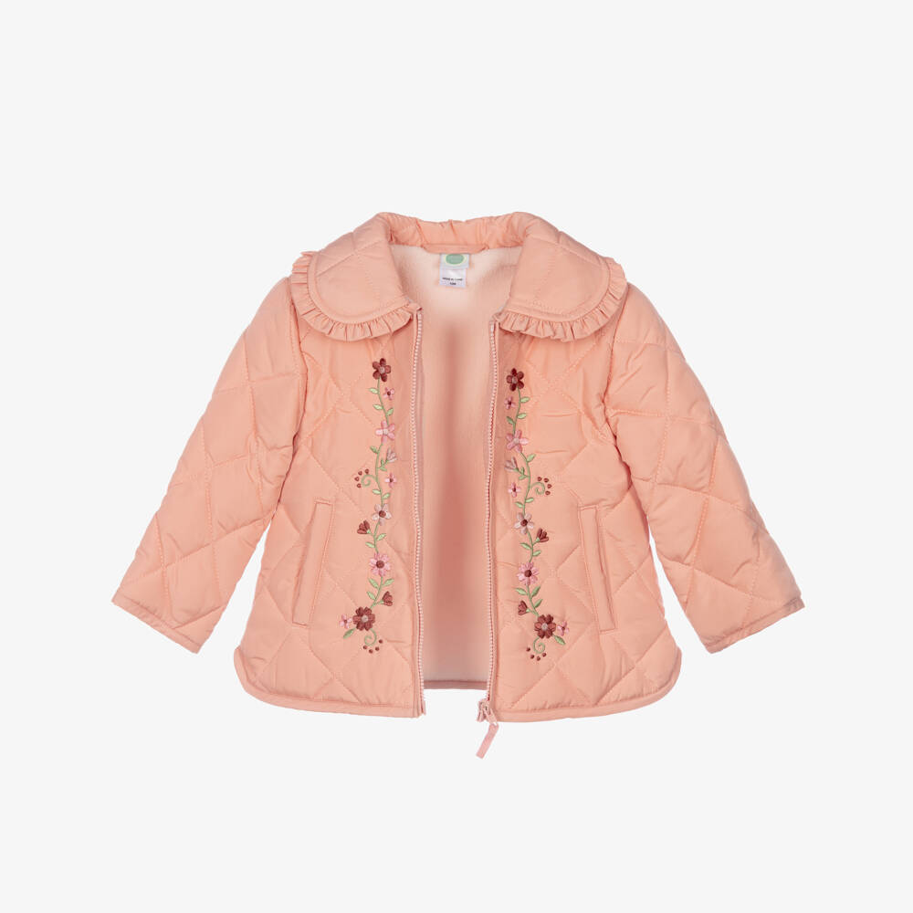 Little Me-Girls Ivory & Pink Leggings Set with Quilted Coat | Childrensalon
