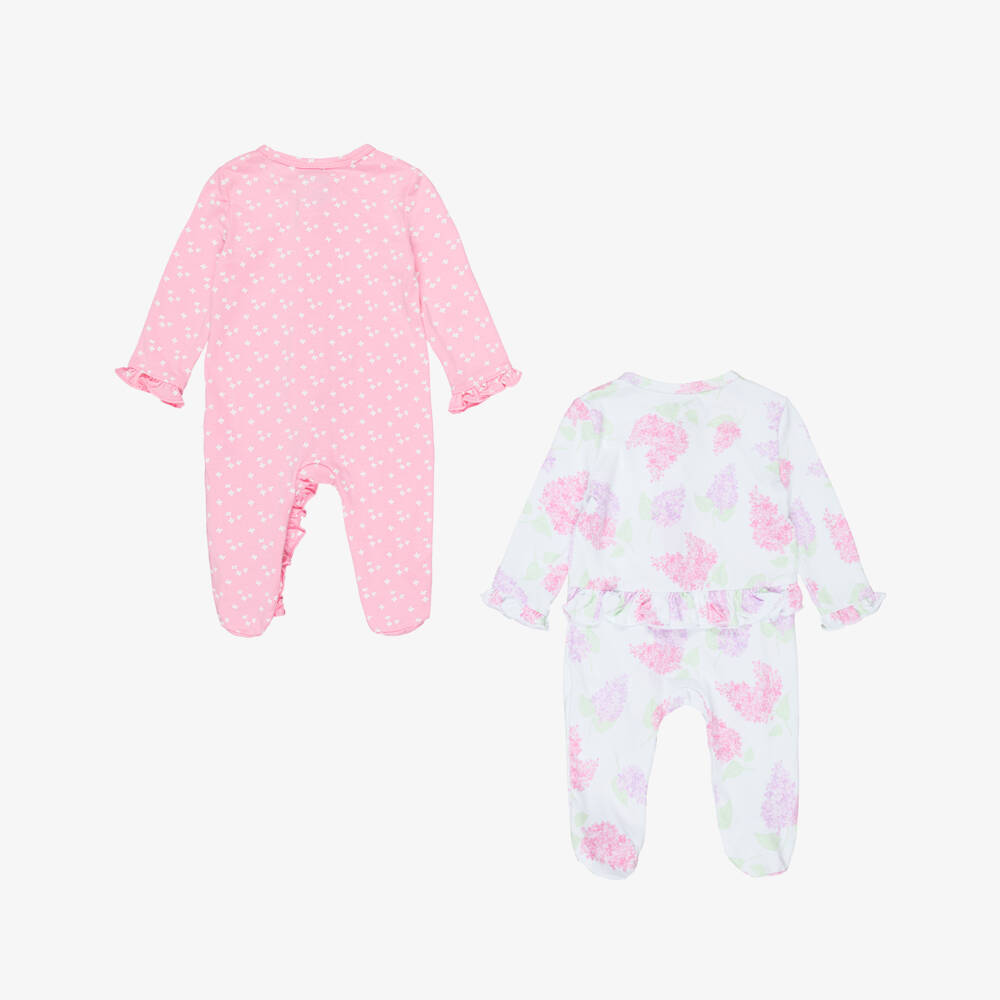 Little Me-Girls Pink & White Floral Babysuits (2 Pack) | Childrensalon