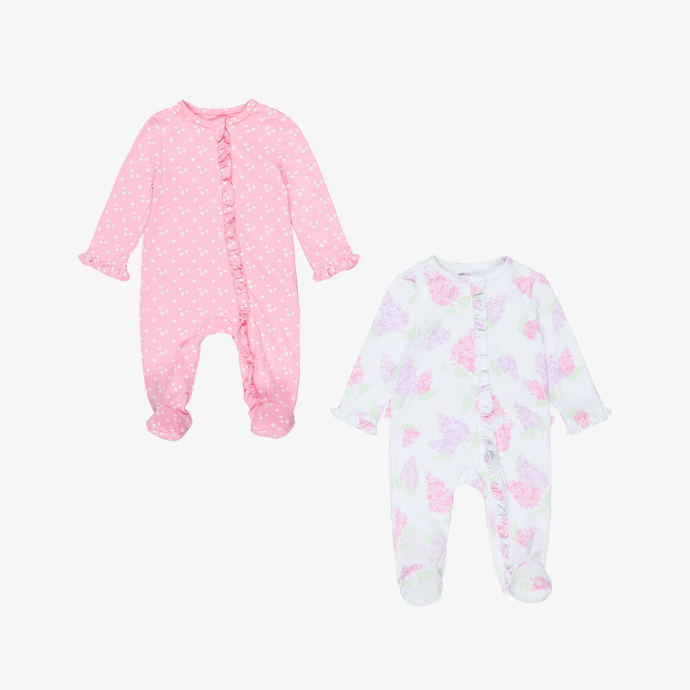 Little Me-Girls Pink & White Floral Babysuits (2 Pack) | Childrensalon