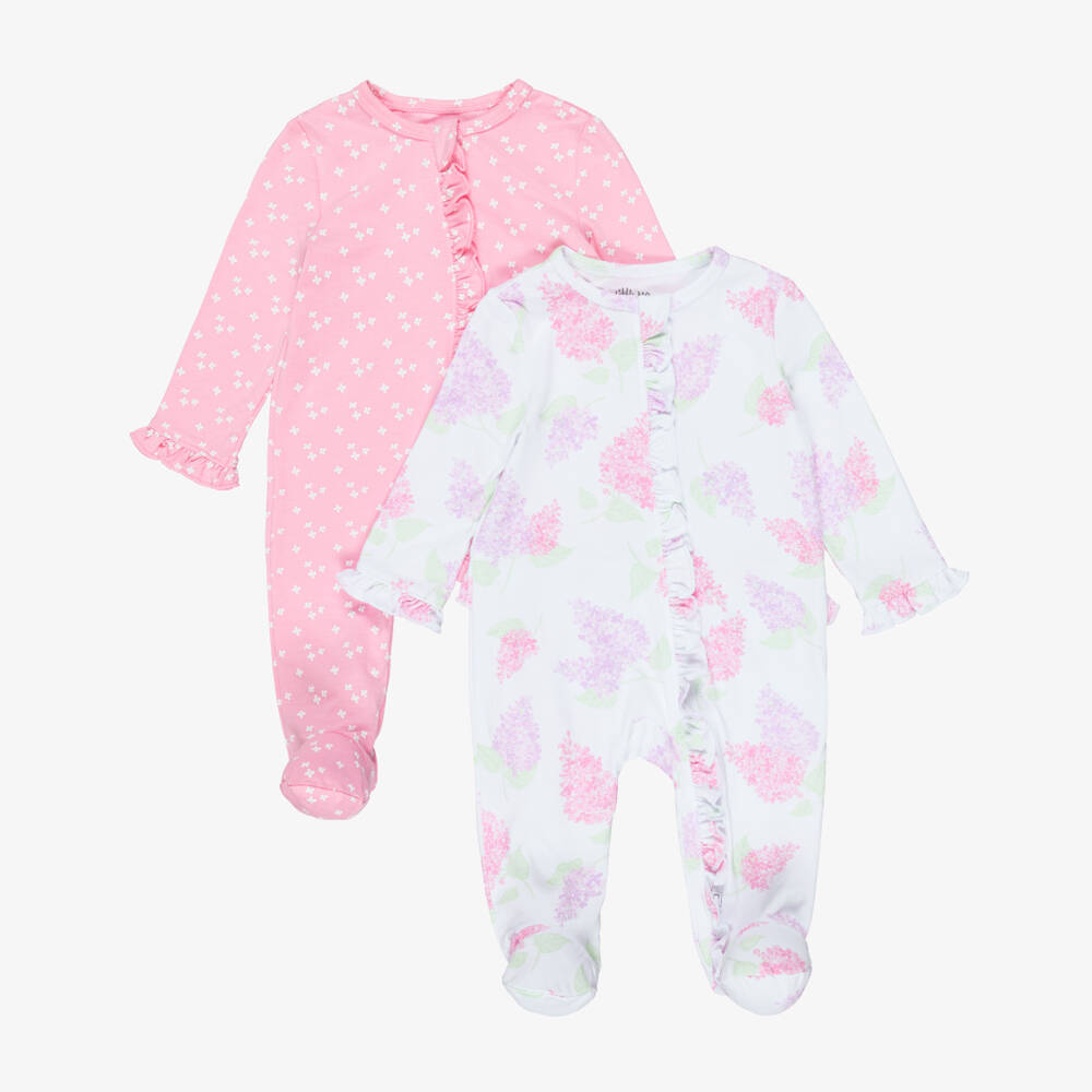 Little Me-Girls Pink & White Floral Babysuits (2 Pack) | Childrensalon
