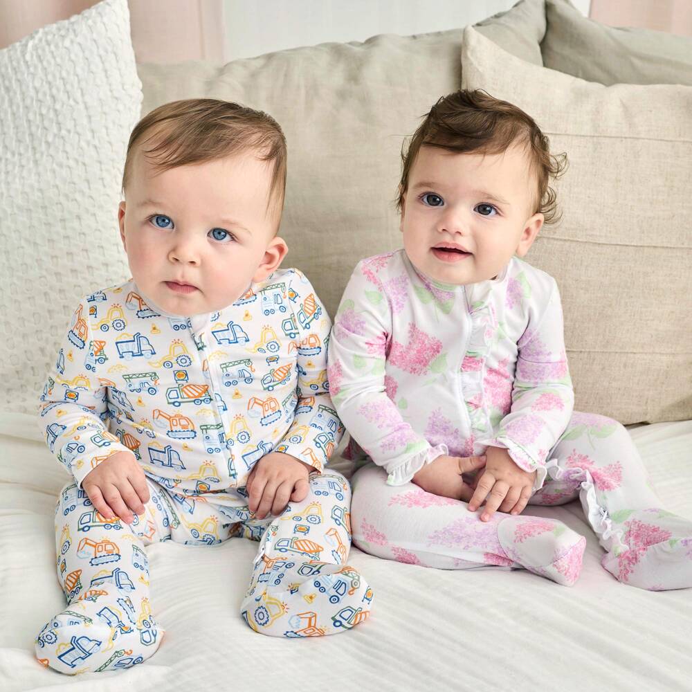 Little Me-Girls Pink & White Floral Babysuits (2 Pack) | Childrensalon
