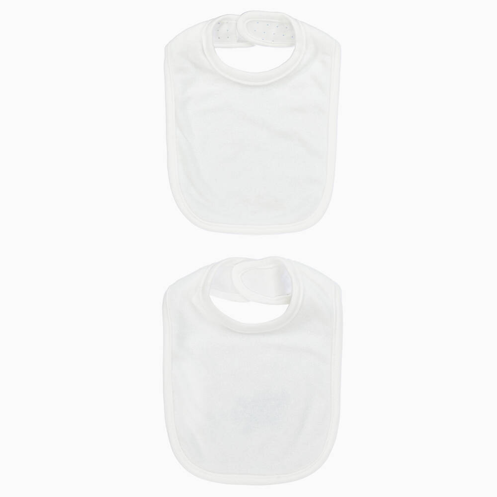 Little Me-Girls White & Blue Rose Reversible Burp Cloth & Bib Set | Childrensalon