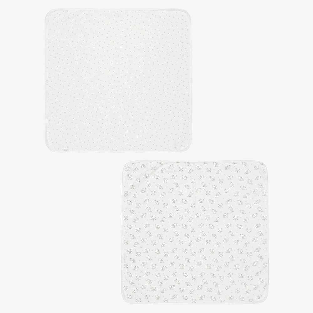 Little Me-White & Grey Baby Elephants Cotton Blankets (2 Pack) | Childrensalon