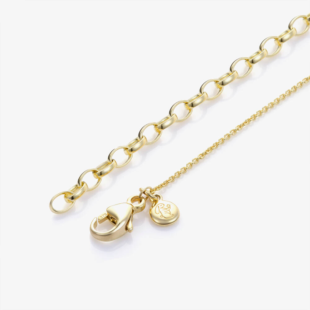 Little Star-Кулон из желтого золота 9 карат с бриллиантом и луной для девочек (38см) | Childrensalon